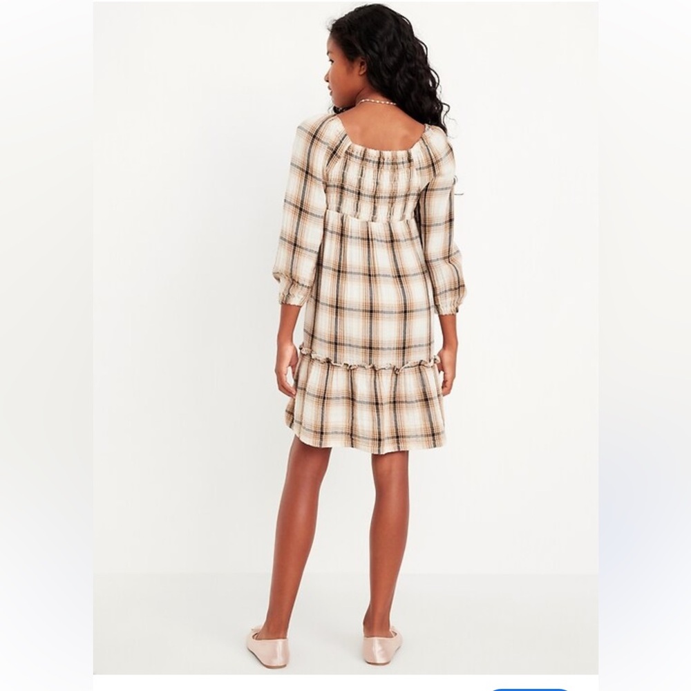 Old Navy Plaid Kids Dress - Brown and Cream